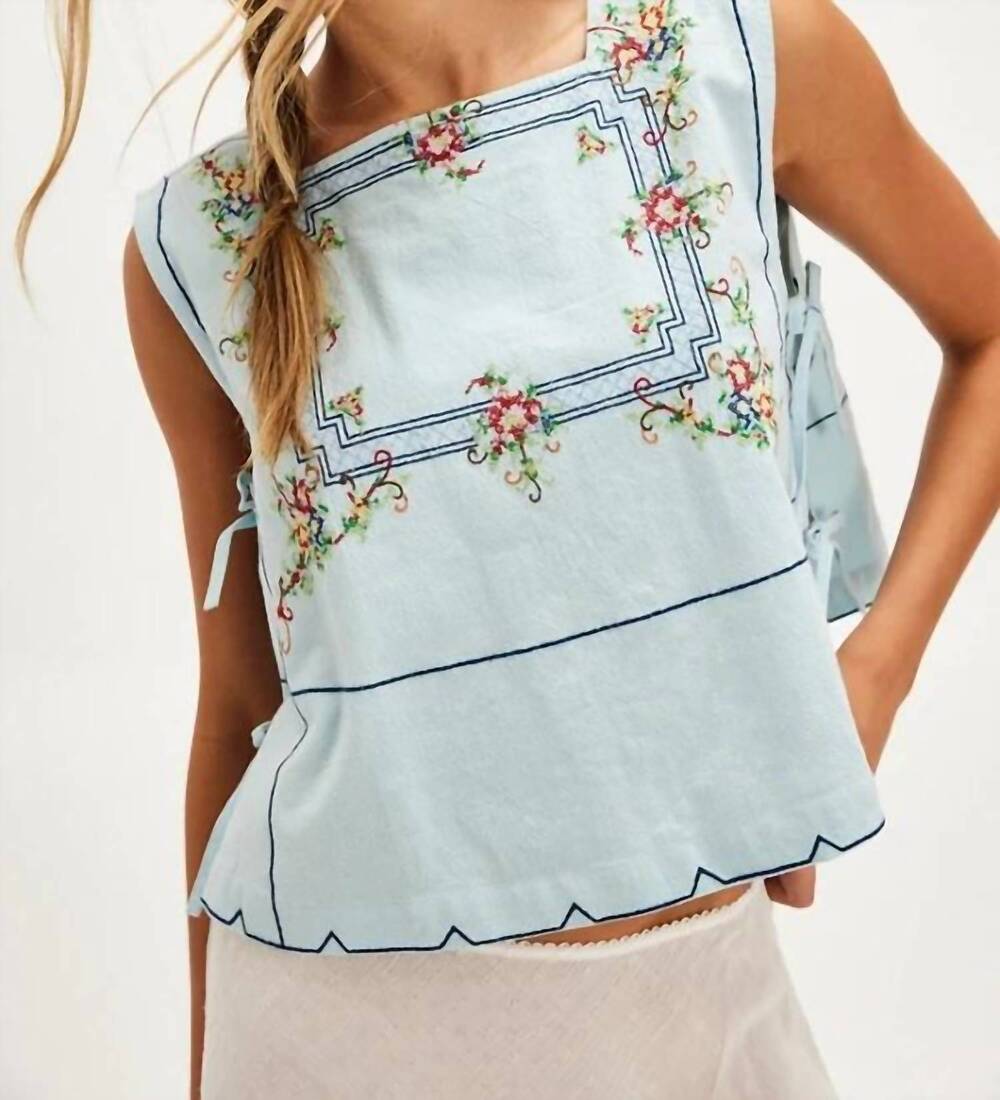 NEW FREE PEOPLE women's garden wall top in blue